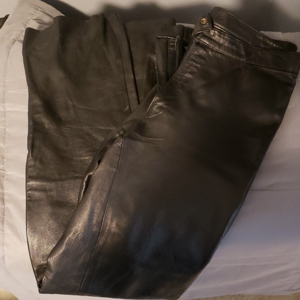 Genuine black leather pants